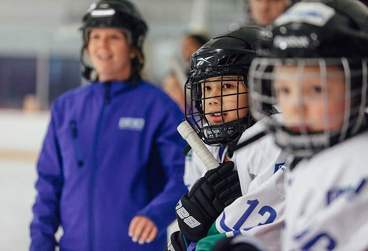 A child with autism in our I CAN Play Hockey program